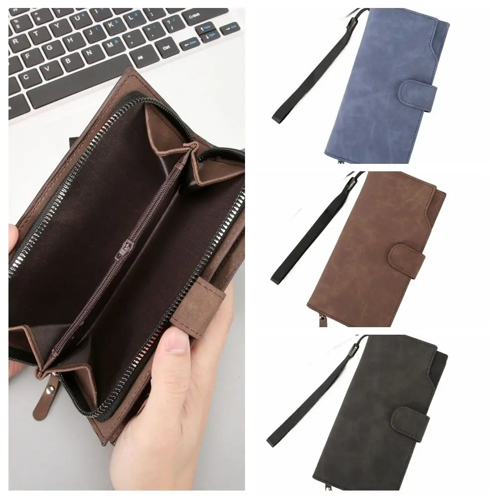 Einfache PU Männer Lange Brieftasche Haspe Geldbörse Business Brieftasche Große Kapazität Handtasche Karte Halter Damen