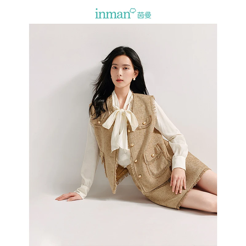 INMAN 2 Piece Suit for Women AutumnWinter Elegant Set Women's Suit Sleeveless Vest Waistcoat short skirts for Office