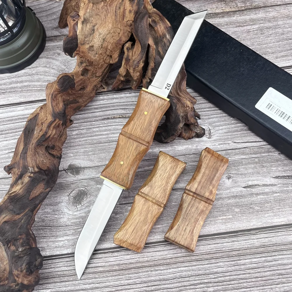 

2-in-1 Fixed Blade Knife with Sheath D2 Blade Portable EDC Camping Survival Hunting Outdoor Knife Sharp Cutting Tactical Tool