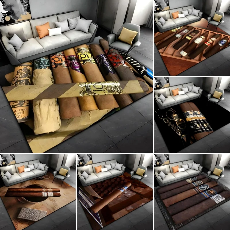 Tobacco Cigar Smoke Felt Carpet Polyester Anti-slip Mat Corridor Sofa Bedroom Living Room Bathroom Washable Comfortable Rug