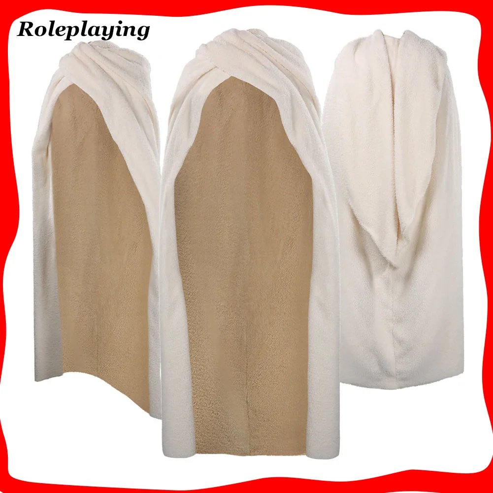 

Padme Cos Amidala Cosplay Costume White Fleece Cloak Cape Outfits for Women Adult Rolpelaying for Halloween Carnival Party Suit