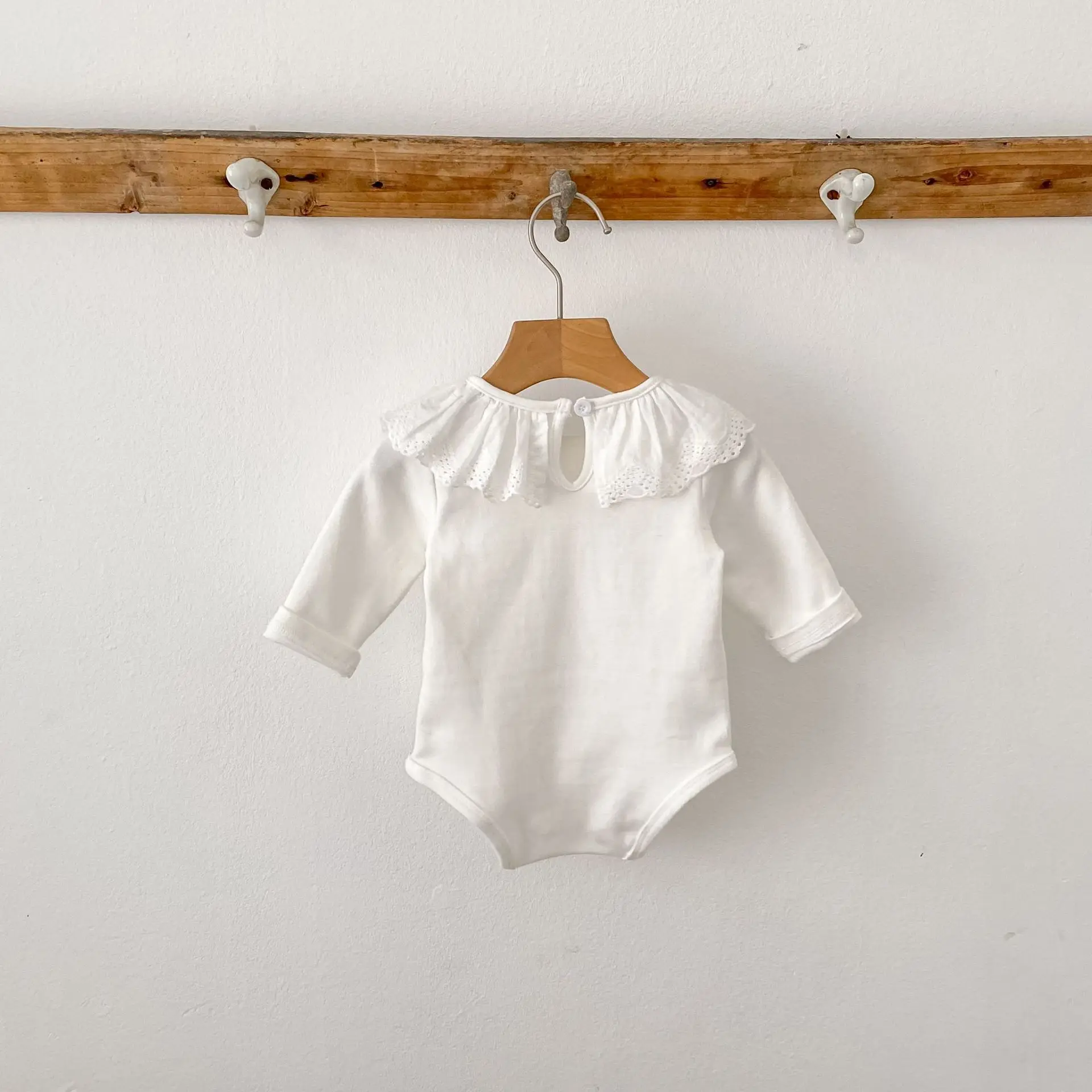 0-24M Herbst Baby Mädchen Romper Baby Mädchen Kleidung Kleinkind Neue Mädchen Spitze Kragen Strampler Baumwolle Weiß Infant baby Mädchen Overall – Detail 2