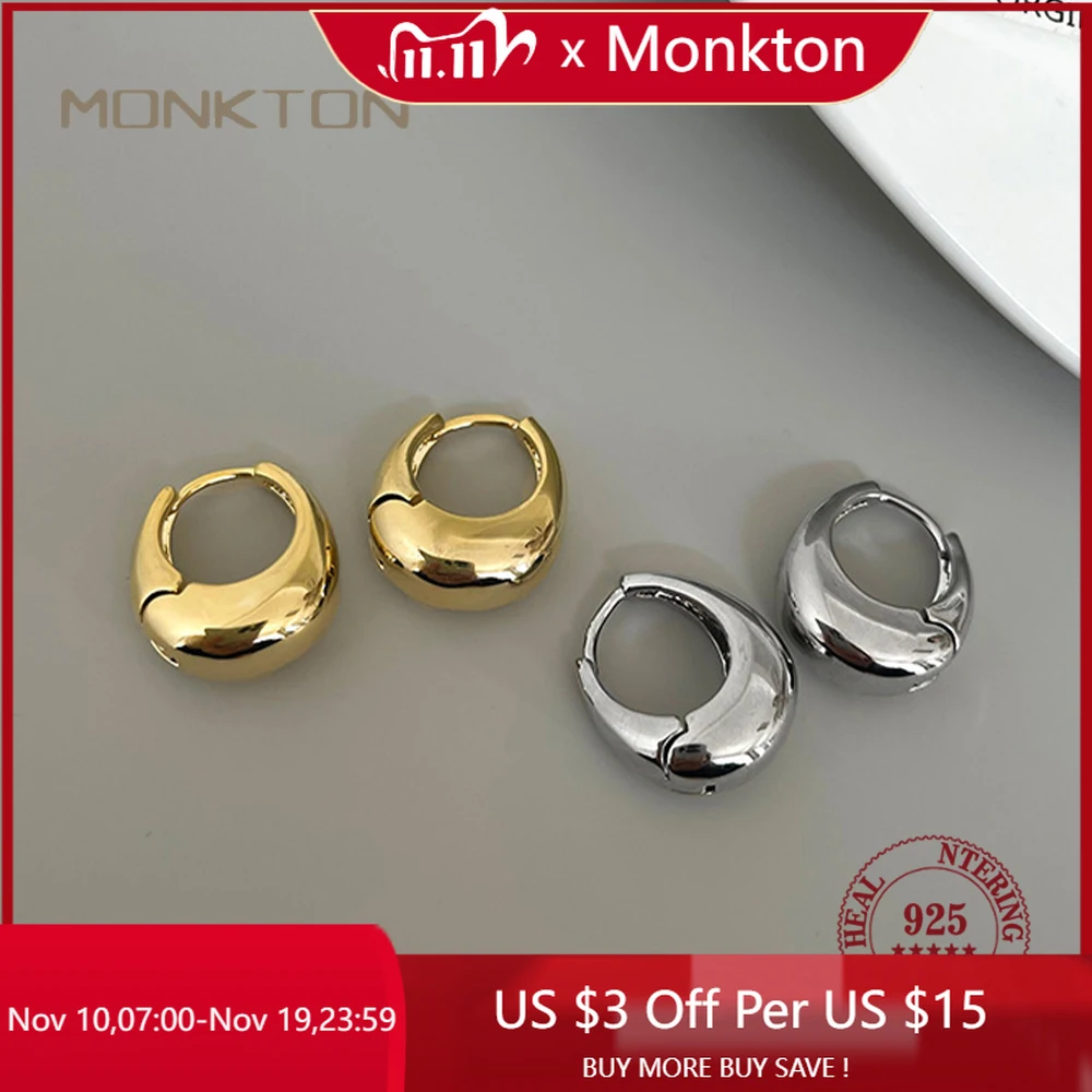 

Monkton 925 Sterling Silver Vintage Gold Round Earrings For Women Trendy Earring Jewelry Prevent Allergy Party Accessories Gift