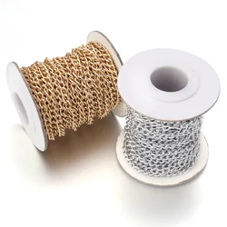 5 Yards/Roll Aluminum Twist Chains Gold Silver Color O-Shaped Link Chain for DIY Jewelry Necklace Making Clothing Bag Accessory