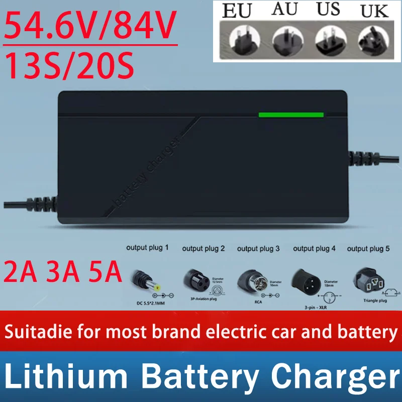 48V 72V 2A 3A 5A lithium-ion charger 13S 20S 54.6V 84V 18650 21700 battery charging 5A fast intelligent charger