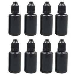 5pcs 5-20ml Black Plastic Bottle Empty Refillable Squeezable Eye Dropper Bottles with Screw Caps for Cosmetic Essential Oil