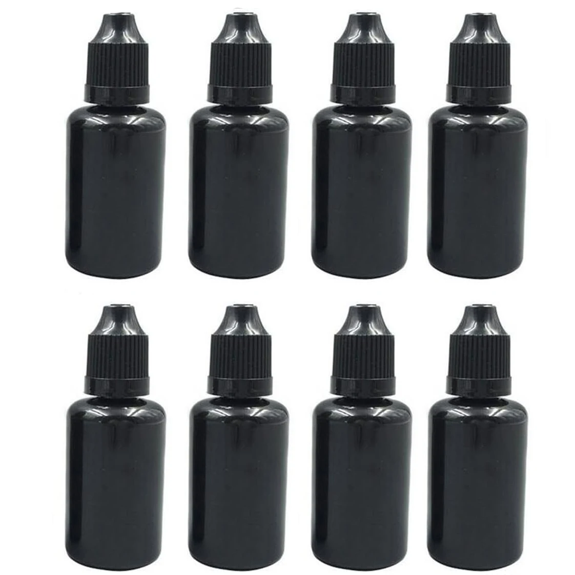 5pcs 5-20ml Black Plastic Bottle Empty Refillable Squeezable Eye Dropper Bottles with Screw Caps for Cosmetic Essential Oil