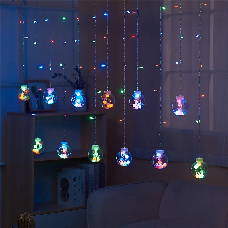 Led Light Curtain Lights Festoon Garland Christmas Decorations New Year\'s Eve Room Holiday Lighting Bedroom String for Living