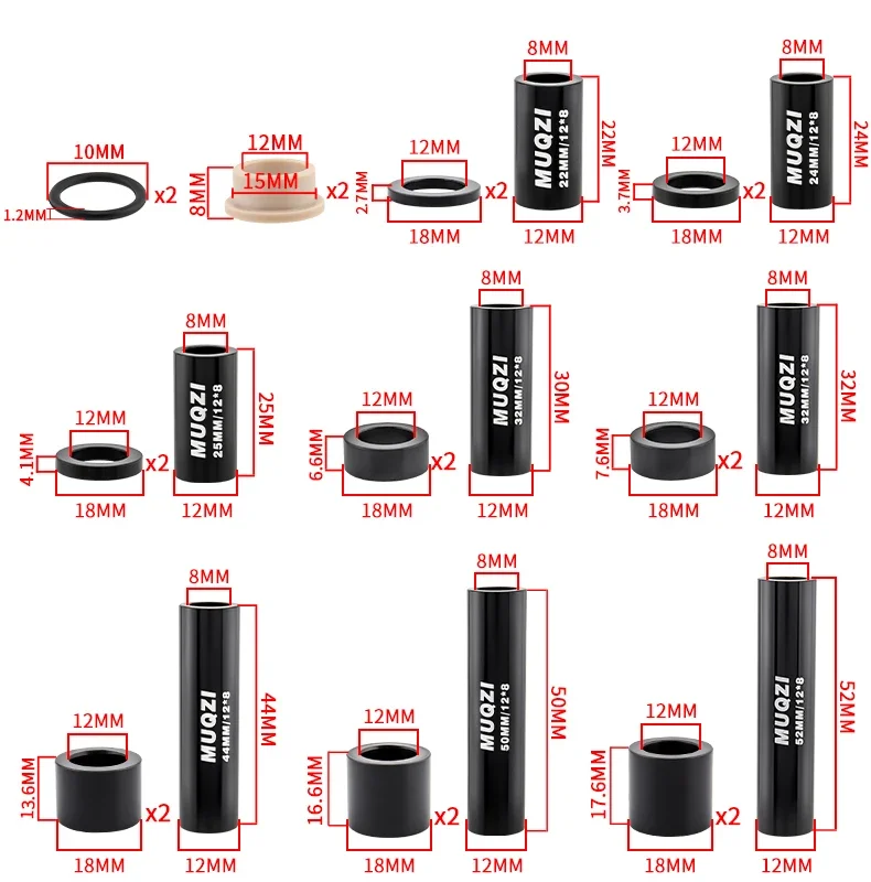MTB Hintere Stoßdämpfer Buchse 22 24 25 30 32 44 50 52 54 68mm Fahrrad Hinterradaufhängung Stoßdämpfer DU Buchse Unterlegscheibe ID 8mm OD 12mm – Detail 3