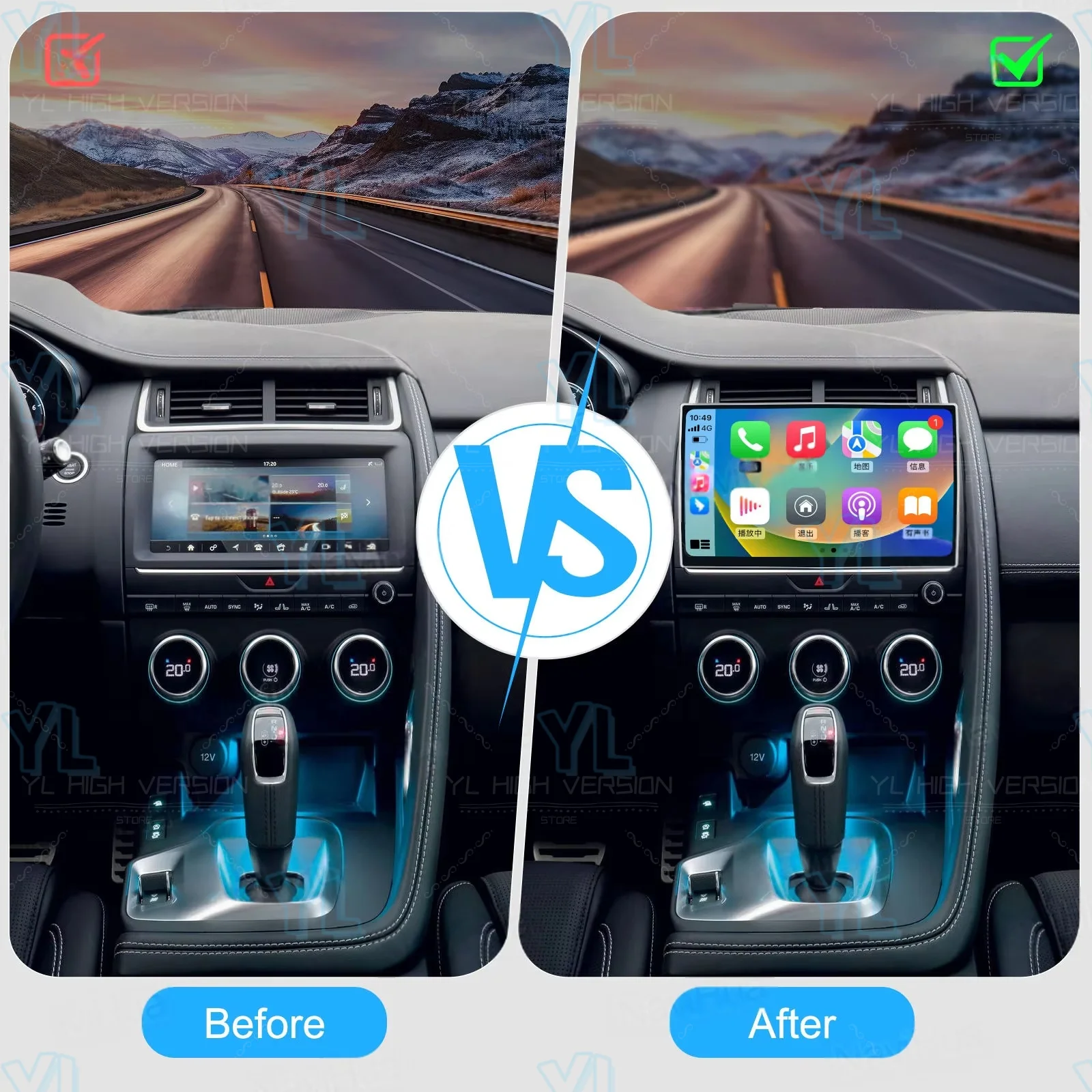 Y For Jaguar E-PACE 2016-2019  Carplay Android 13 Car Radio Multimedia Player Head Unit GPS Navigation Stereo Recorder Bluetooth view 2