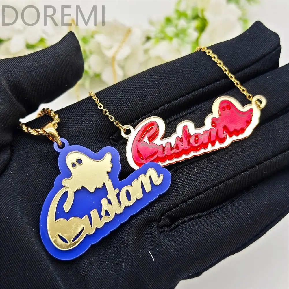 DOREMI Halloween Festival Holiday Gift Jewelry Personalized Carton Character Acrylic Name Necklace