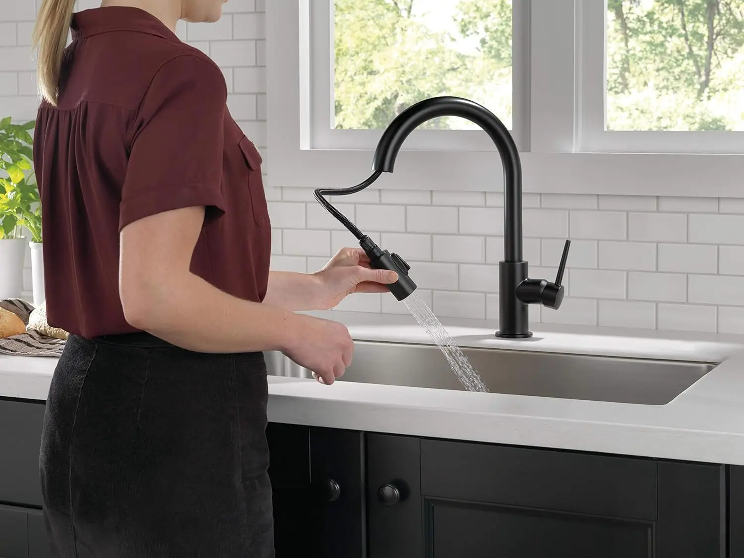 Faucet Trinsic Matte Black Kitchen Faucet Black, Kitchen Faucets with Pull Down Sprayer Kitchen Sink Faucet