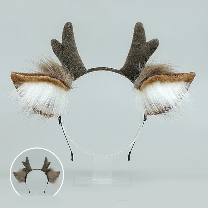 Cosplay Reindeer Antler Headband Hair Hoop Deer Ear Headwear Party Costume Props Festival Party Supplies for Lady Girls