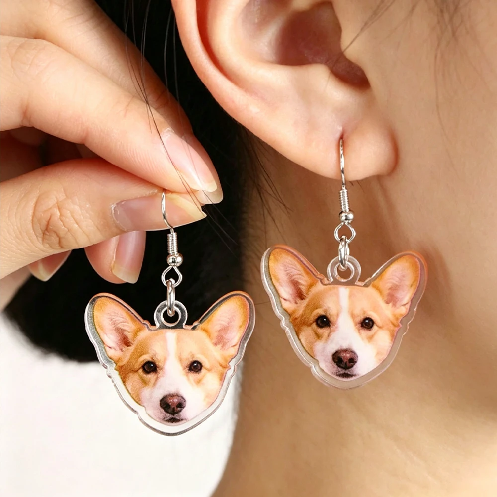 Personalized Earrings For Women Custom Photo Acrylic Earrings Customizable Pet Figure Photo Dangle Earrings Unique Jewelry Gift