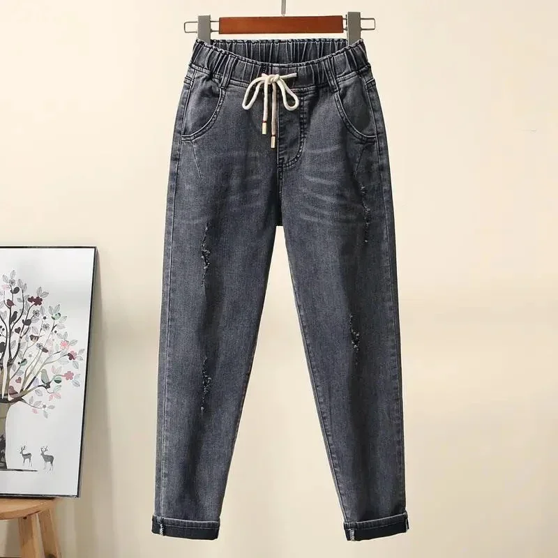 

Oversize Baggy Jeans Women Elastic High Waist Harem Vaqueros Casual Jogger Denim Pants 2024 Ankle Length Cowboy Pantalones A69