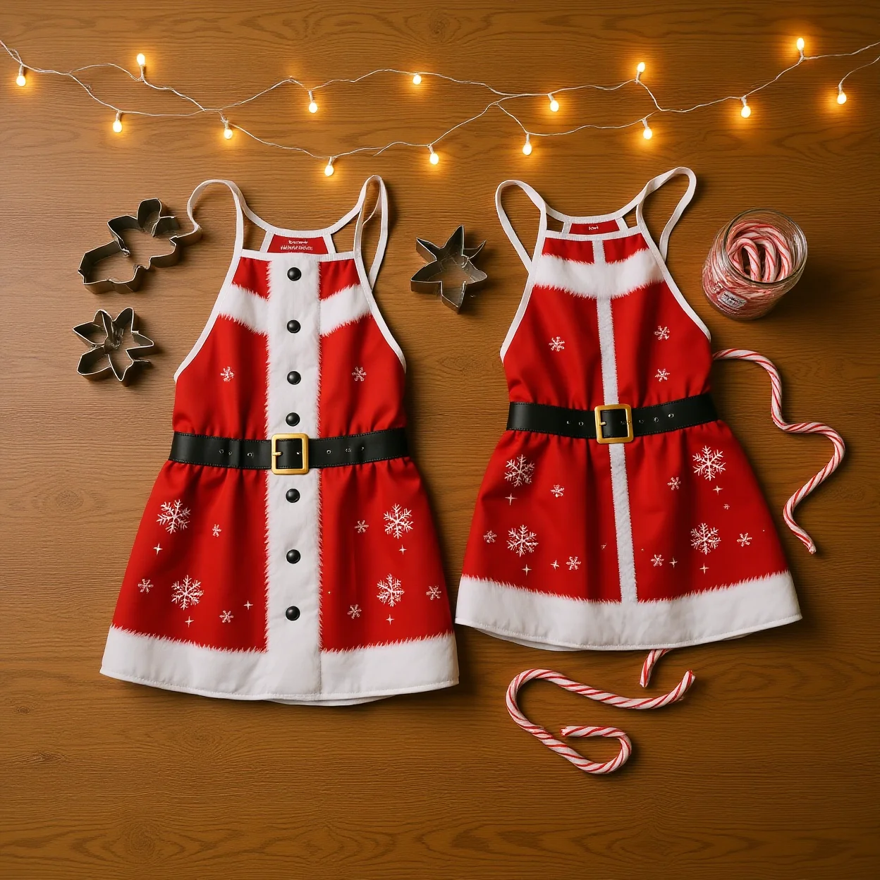 Funny Muscle Santa Printed Novelty Christmas Apron Water and Oil Resistant Polyester Apron for Holiday Party Decoration Gifts