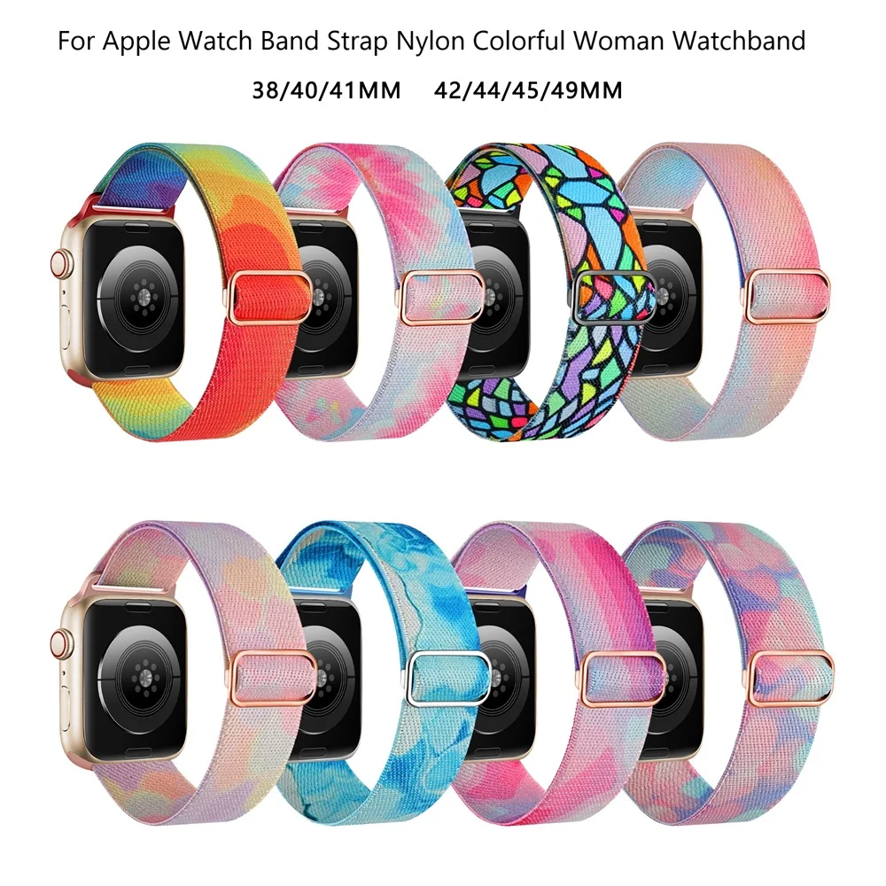 For Apple Watch Bands Straps Nylon Colorful watchband for apple watch Ultra 9 8 7 6 5 4 3 SE iwatch Straps  38 40 41 42 44 45 49