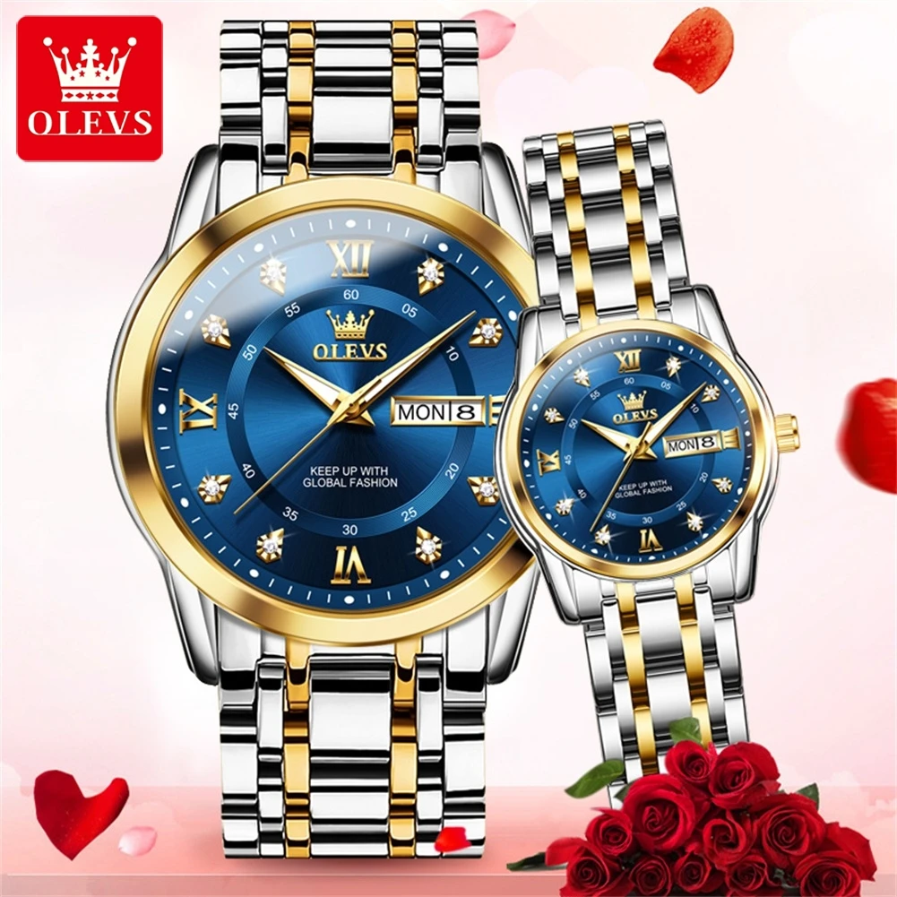 OLEVS New Couple Watches For Lovers Top Brand Luxury Quartz Clock orologio da polso impermeabile Fashion Casual Men Ladies orologi da polso