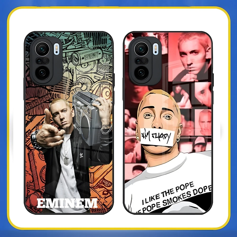 Funda de teléfono America Rapper Eminem para Redmi 13 12 13c 12c Note 13 Pro Plus 11 12 Pro 10 12s 11s cubierta trasera de vidrio templado