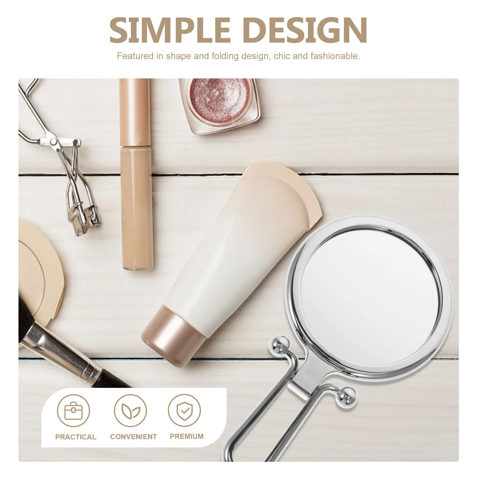 1Pcs Compact Makeup Mirror Premium Foldable Round Mini Mirror for Travel Handbag Pocket Use Silver 10X