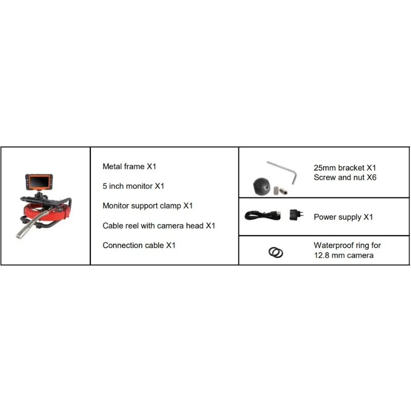 Kanalisation Abfluss Abwasser Entwässerung HD Rohrinspektion CCTV Qy6565 (10 m) Durchmesser. 5, m Kabel 21 mm mit 5 Zoll geteiltem