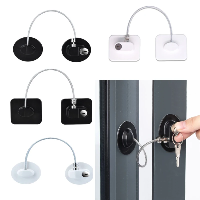 1 Pc Child Safety Lock Cabinet Fridge Door Lock Baby Home Window Lock Strong Fix Stainless Steel Cable Protection Kids