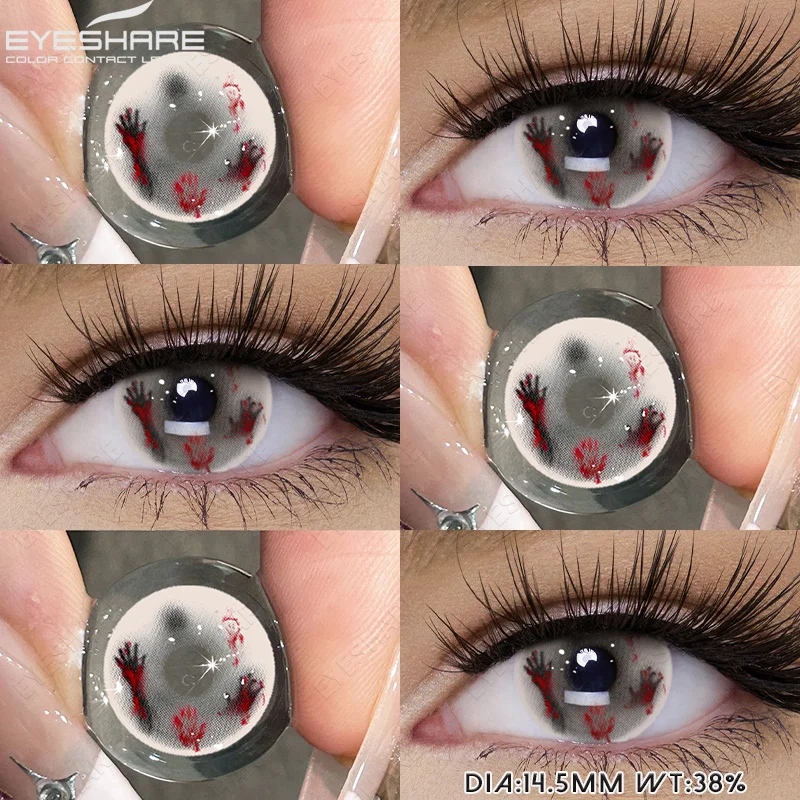 EYESHARE 1 Paar Halloween-Cosplay-Kontaktlinsen, rote Anime-Linsen, weiße Kontaktlinsen, schwarze Linsen, verrückte Augenlinsen, für die jährliche Anwendung – Detail 4