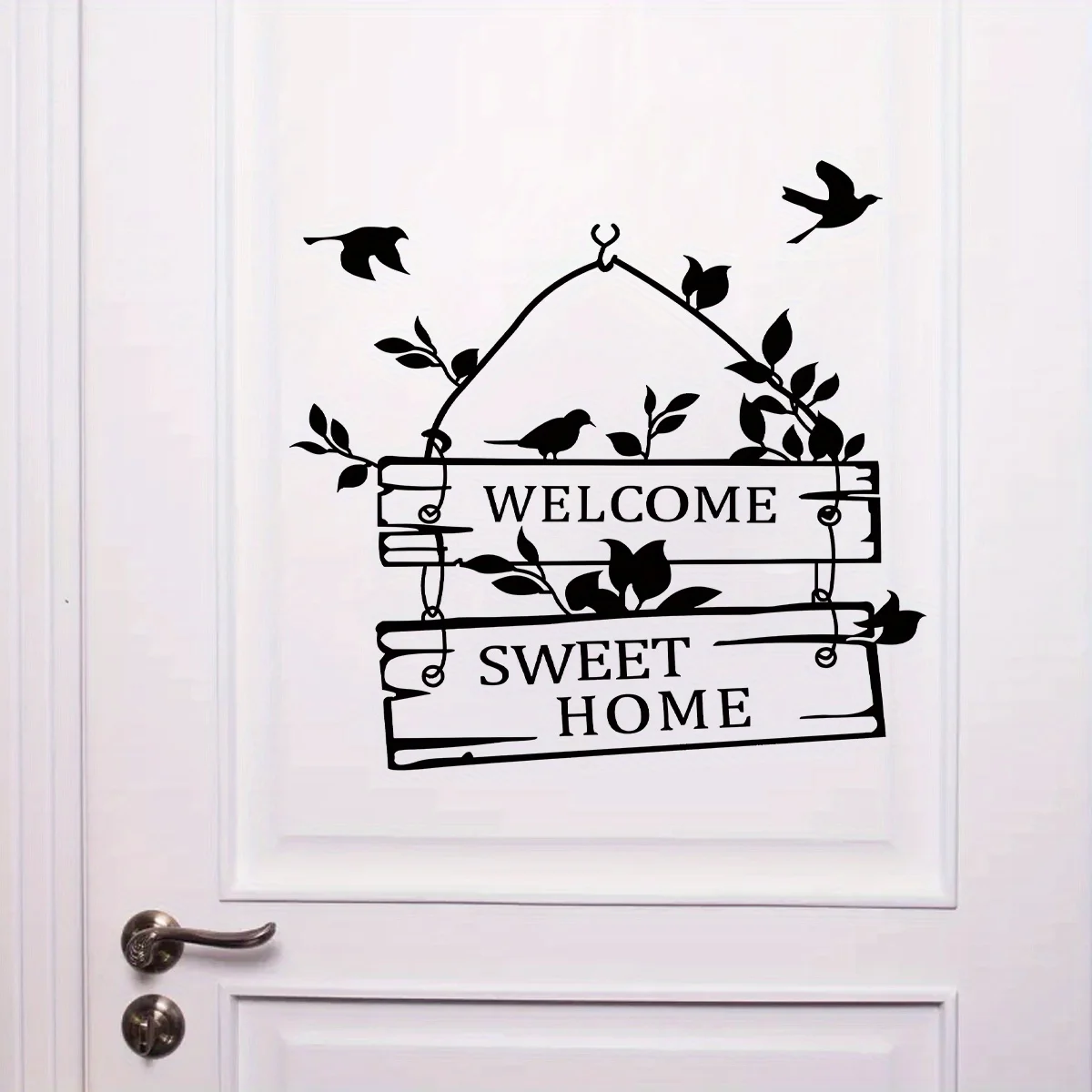 Pegatinas de pared con texto de animales de dibujos animados de pájaros, decoración para puerta, dormitorio, sala de estar, fondo, decoración del hogar, calcomanías de pared
