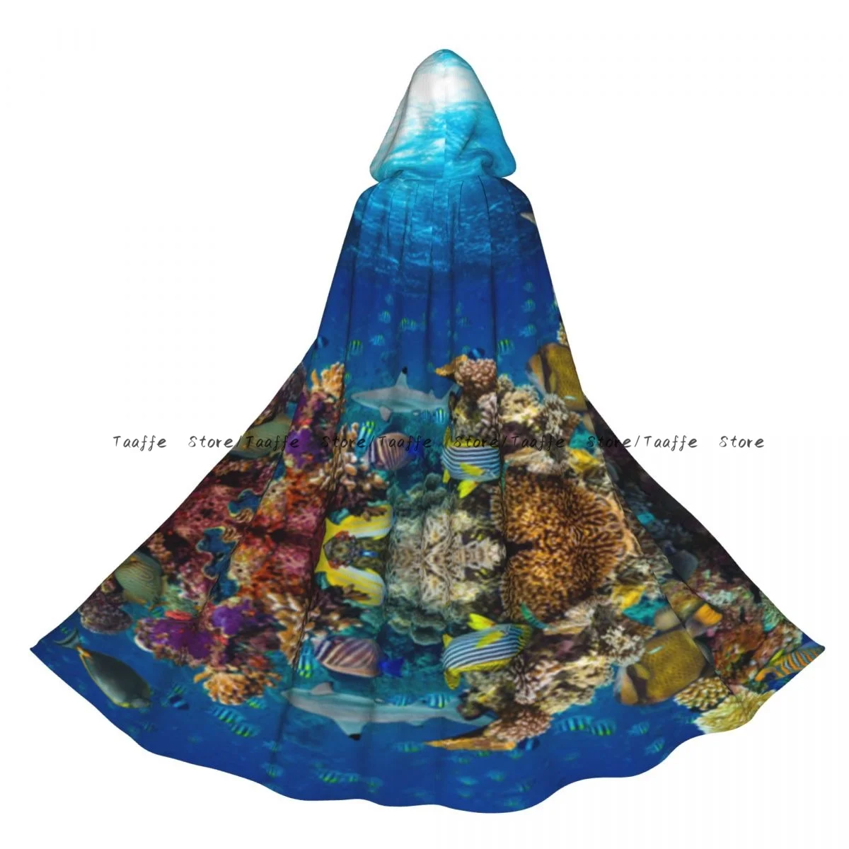 

Unisex Halloween Cloak Underwater Coral Reef Background Cape Hooded Medieval Costume Witch Wicca Vampire