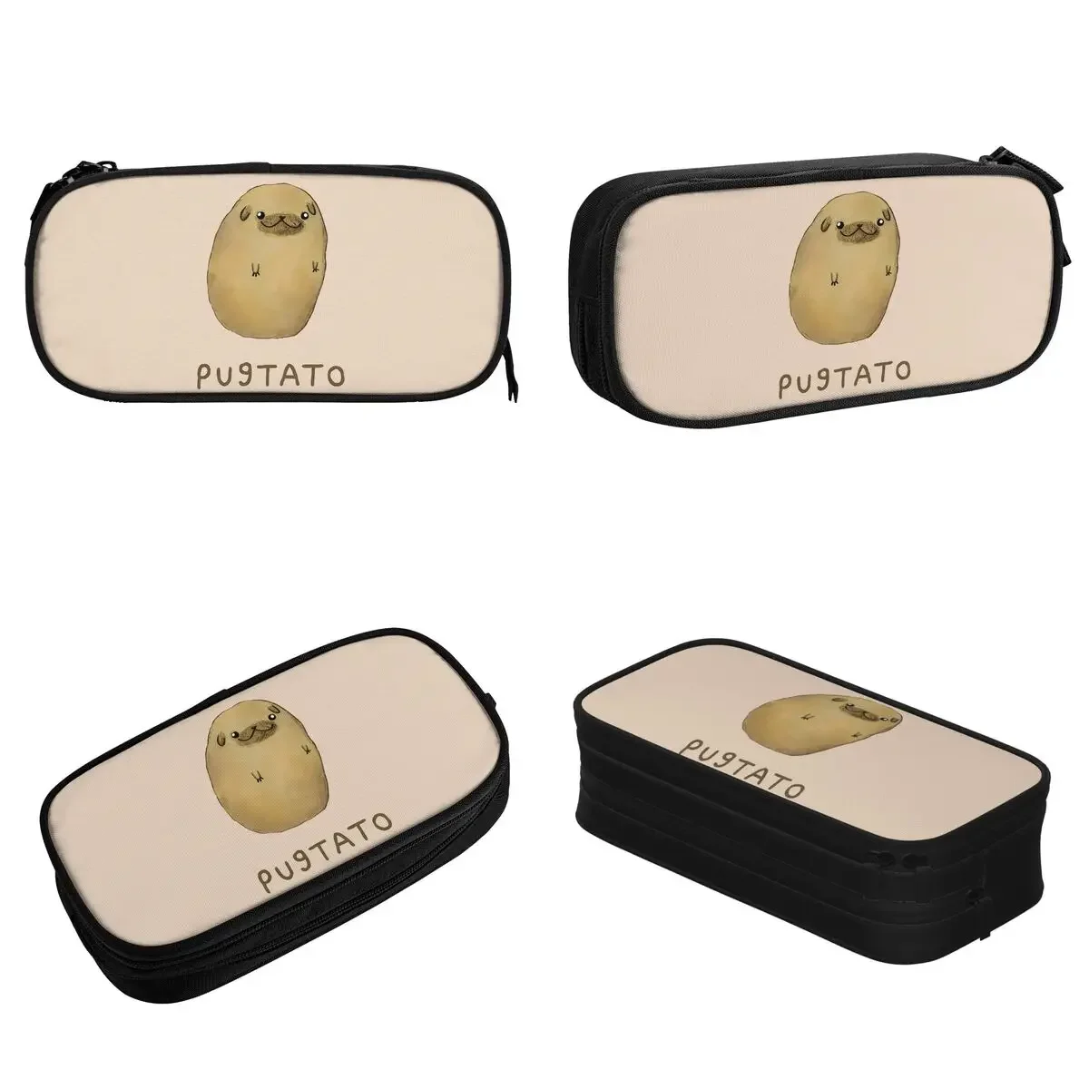 Pugtato Pug Potato Pencil Case Bulldog Dog Pet Lover Animals Pen Bags Girls Boys Large Storage School Supplies Pencil Pouch