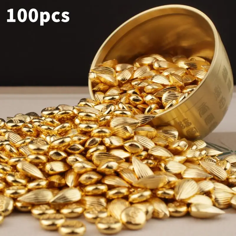 100PCS Gold Mini Gold Dollars Attract Wealth Luck: Charms Miniature Ingots Handicrafts