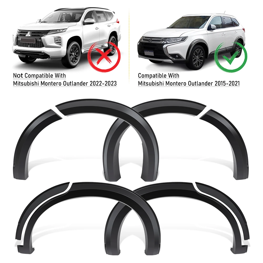 Mudguards Fender Flares Wheel Arch for Mitsubishi Montero Outlander 2015-2021 Matte Black Eyebrow Protector Accessories