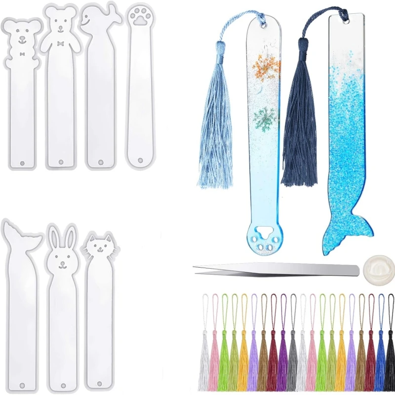 Marcapáginas rectangular de silicona para manualidades, molde transparente de resina epoxi para fabricación de joyas