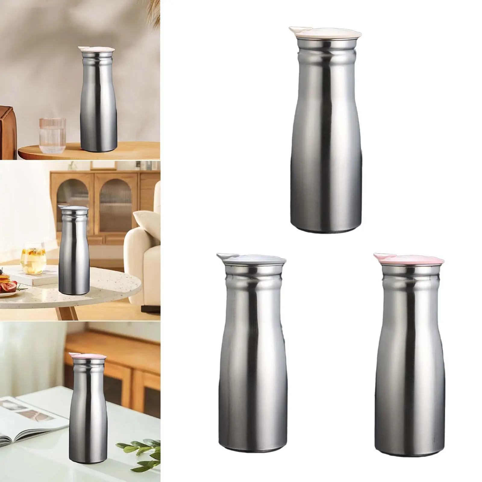Stainless Steel Water Jug 1.0L Large Capacity Teapot Mix Drinks Juice Jar Water Pitcher for Tea Milk Lemonade Coffee Restaurant