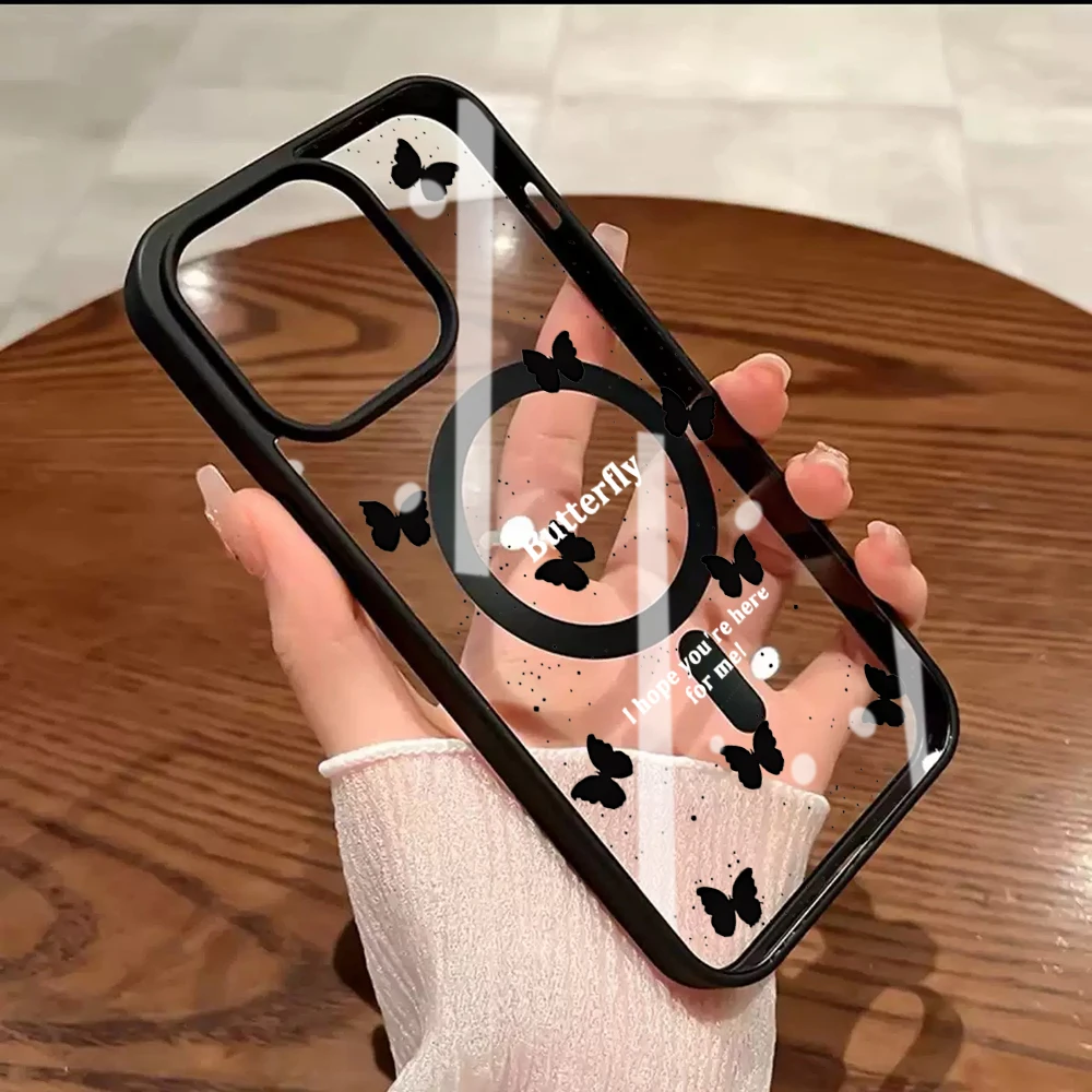Niedliche Schleifenmädchen Transparente Hülle für Magsafe iPhone 15 Pro Max 17 16 15 14 11 13 12 Pro Max Plus Hüllen Magnetisches Kabelloses Laden Fundas – Detail 6