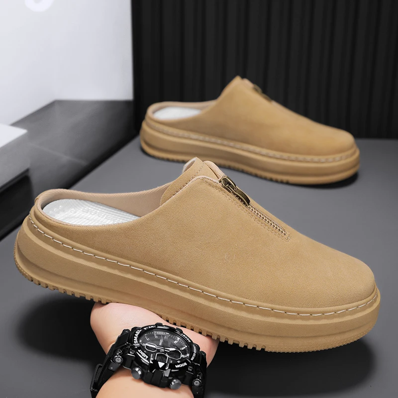 

New Arrival Men's Slippers Outdoor Soft Muller Shoes Non-Slip Sole Half Drag Comfortable Male Walking Shoes Casual Lazy Flats