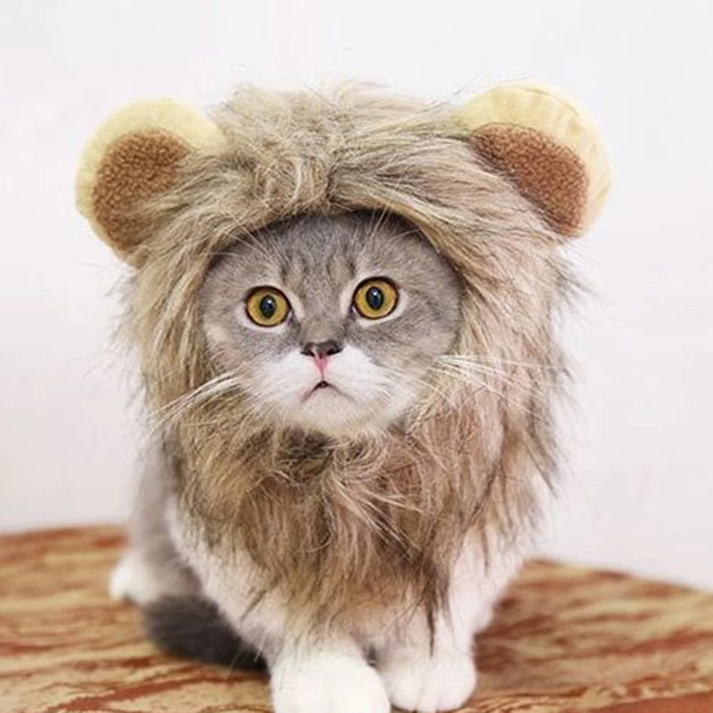 Pet Lion Head Cover,Cat Lovely Lion-Shape Manes Costume for Halloween Christmas Party,Cosplay Decorations Accessories for Pets