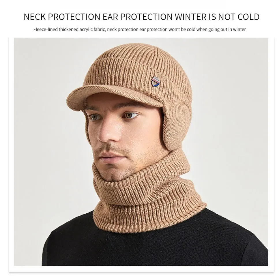 KoKossi 2 szt. Zestaw dzianinowy: czapka i szalik, ochrona uszu, jednokolorowe czapki typu beanie, wiatroodporne, uniwersalne szaliki, zestaw maski.