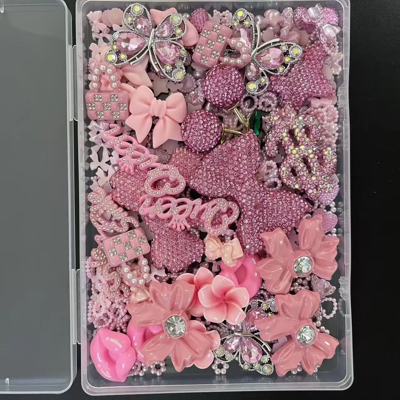 Bundle Green Pink Sliver Diamond Large Bow Star Lip Dollar Sign Mix Mini Charm Junk Phone Case Ipadcase Decoration Diy Crafts
