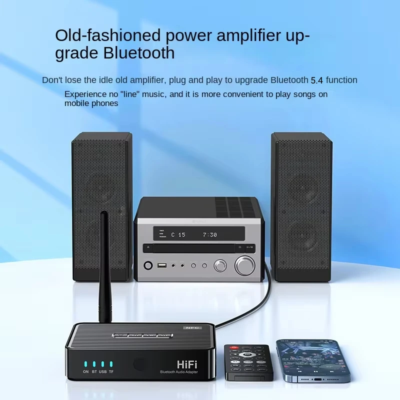 NFC Bluetooth 5.4 Приемник 3,5 мм AUX Jack RCA 6,5 мм Микрофон Караоке Беспроводной аудиоадаптер с ИК-пультом дистанционного управления для ТВ ПК