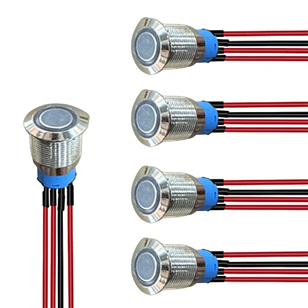 

5pcs Momentary 12mm Push Button Switch With Pre-Wired 4Pin LED Round Switches Home Decoration Hardware Tools And Accessories