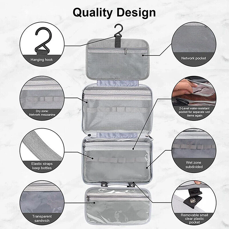 Large Hanging Hook Toiletry Bag Waterproof Folding Handbag Travel Makeup Cosmetic Razor Storage Organizer Case Bathroom Supplies