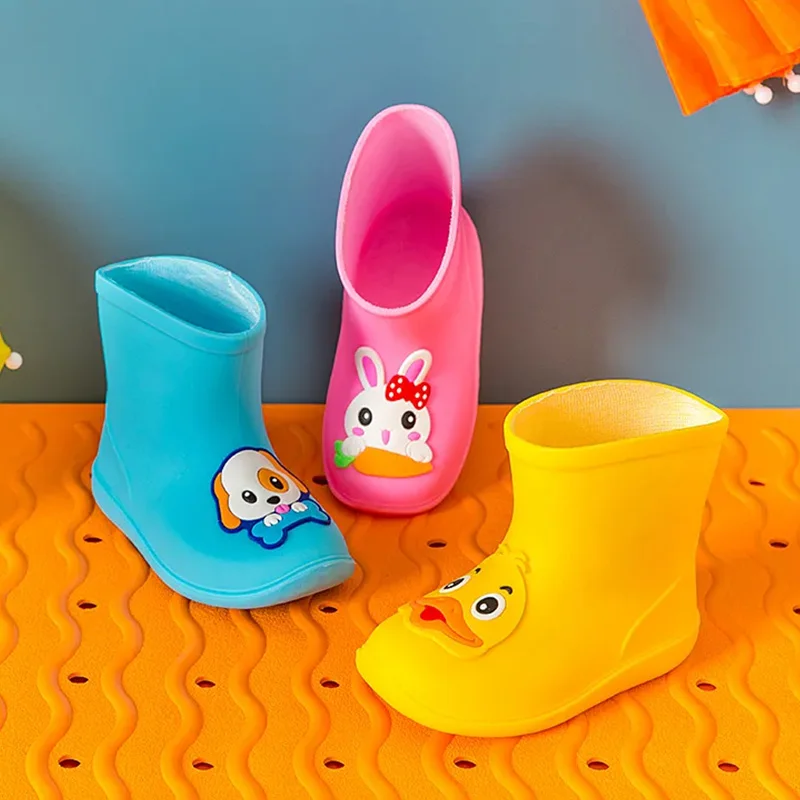 Children's rain boots with cute cartoon patterns High top rain shoes for boys and girls Waterproof shoes for water wading shoes