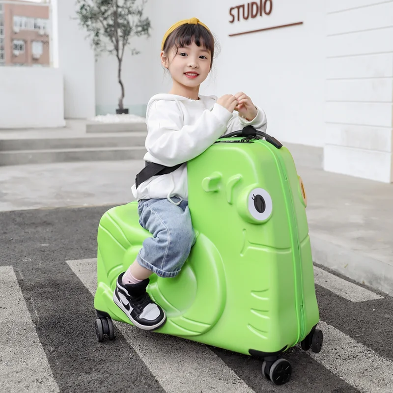 New travel experience children\'s luggage riding trolley case cute baby can ride travel box 24 cute snail shaped suitcase