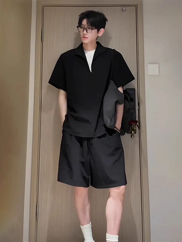 

Мужской летний легкий комплект Bla Linen Silk ort Sve orts Faionable Classic Sle irt And Pants Youth Suitable