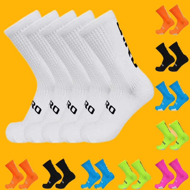 

5 Pairs High Quality Men Biking Sock Cycling Socks Sports Sweat Absorbent Breathable Soccer Compression Football Bicycle Socks