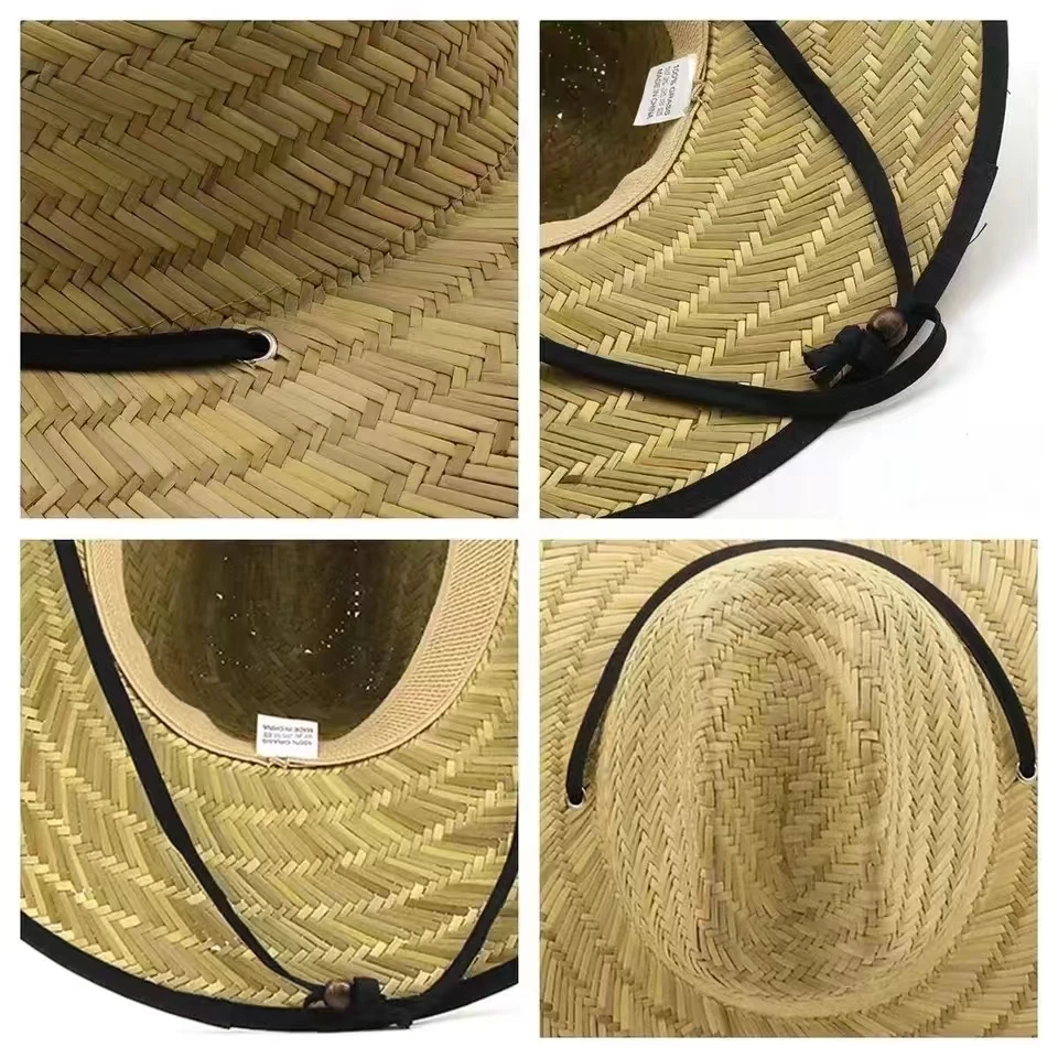 Classic Handwork Women Men Lifeguard Hat Straw Summer Beach Sun hat Outdoor Summer Wide Brim Panama Straw Womens Summer Hat