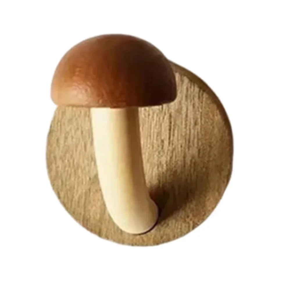 

1pc Creative Wooden Mushroom Coat Hook Without Punching Solid Wood Coat Hook Home Storage Organization Accessories