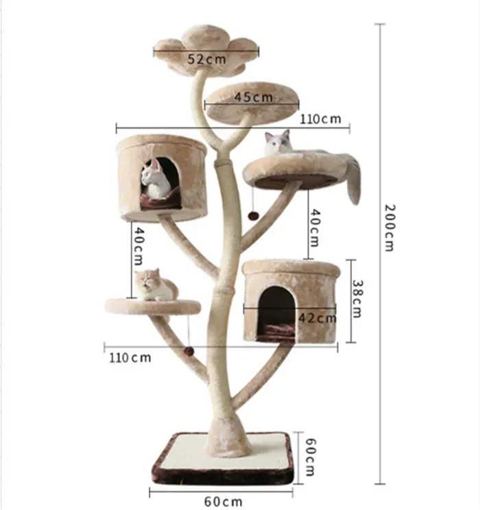Hot SalesBeige Big Multi Layer Solid Wood Large Luxury Pet Toy Furniture Cat Frame Cat Villa