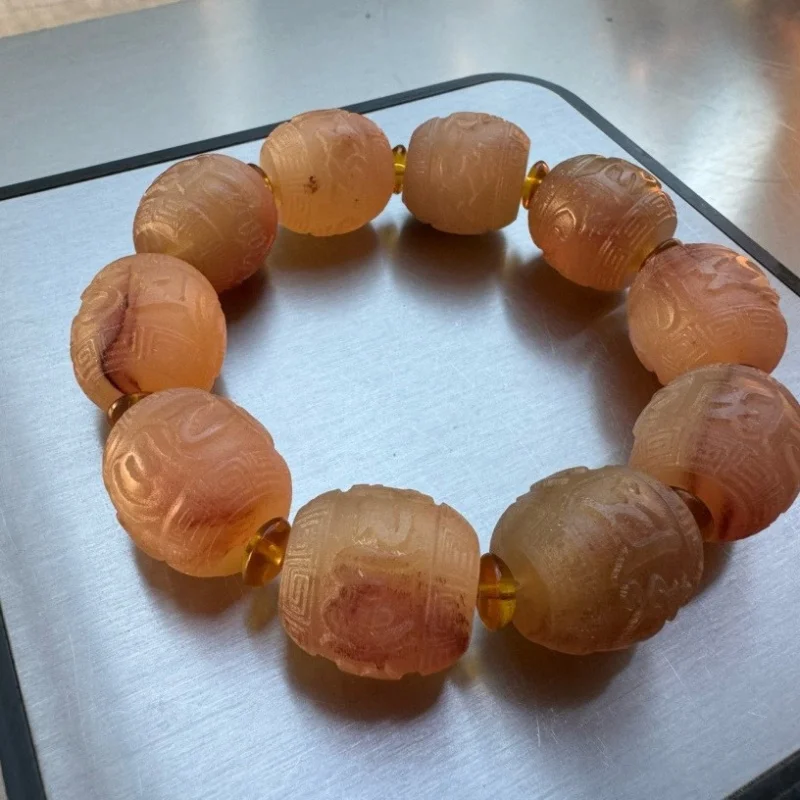

Tibetan Natural Sheep Horn Bracelet Authentic Buddhist Beads Carved Bracelet for Men and Women Accessories Factory Wholesale